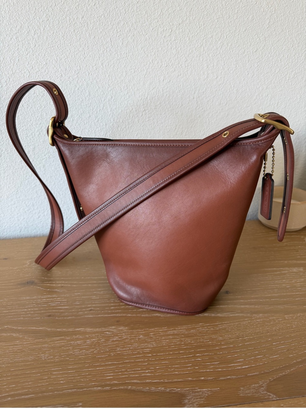 Coach Brown/Tan Leather Duffel Re-Edition crossbody Bag